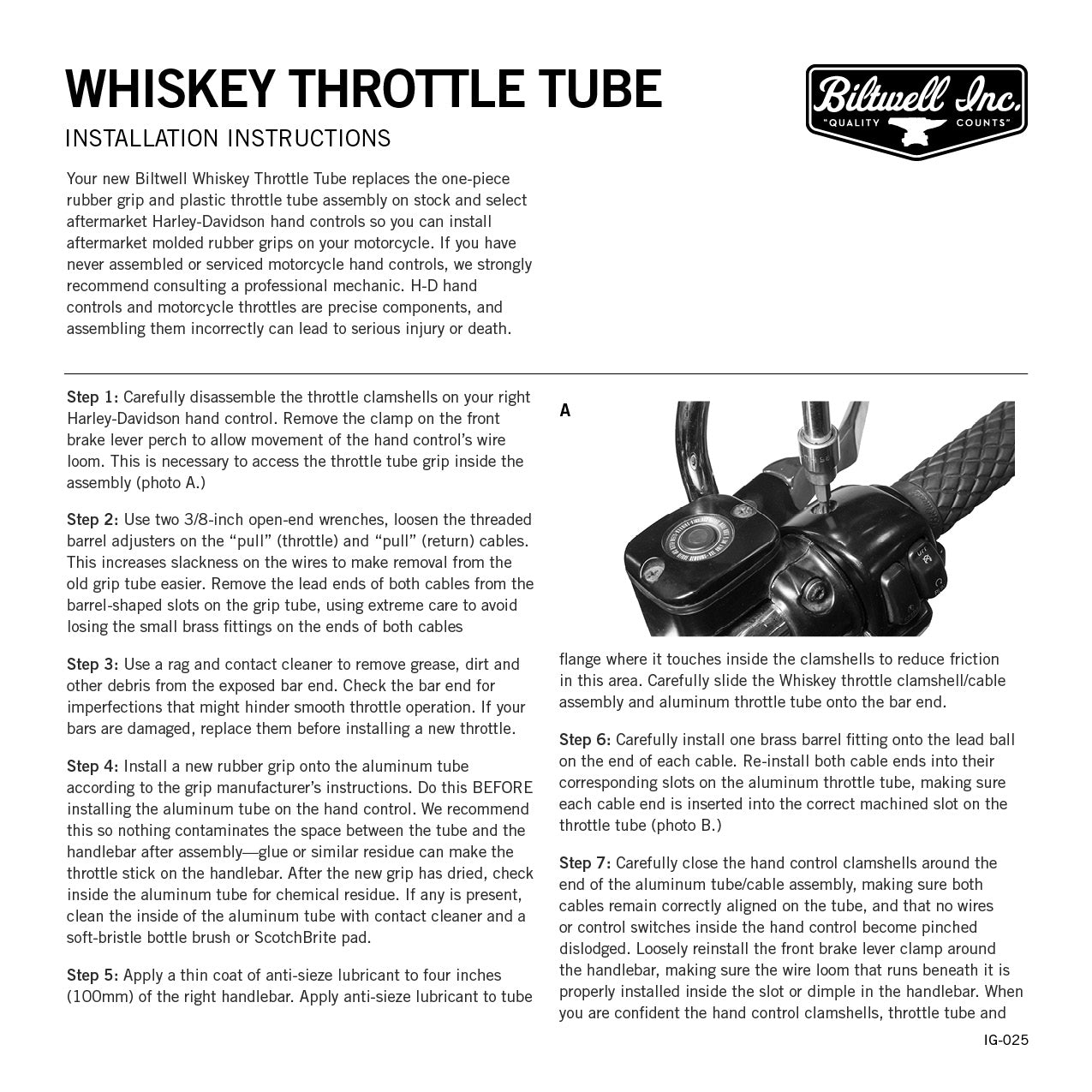 Whiskey Throttle Tube 1" - Black Electroplate