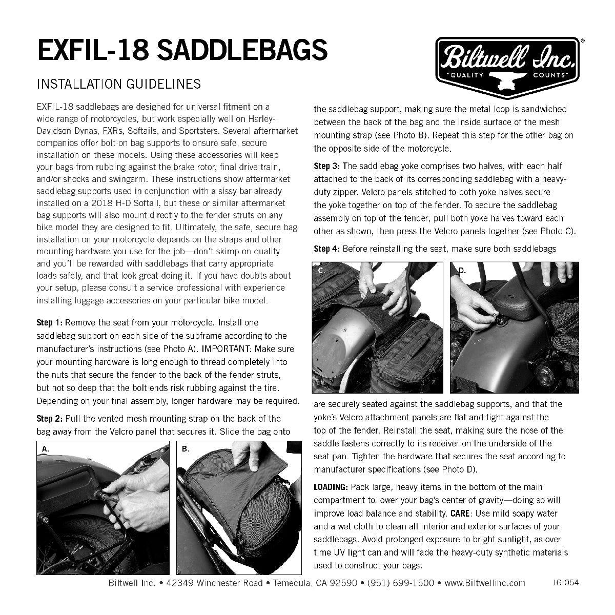 Biltwell EXFIL-18 Single Saddlebag - Black