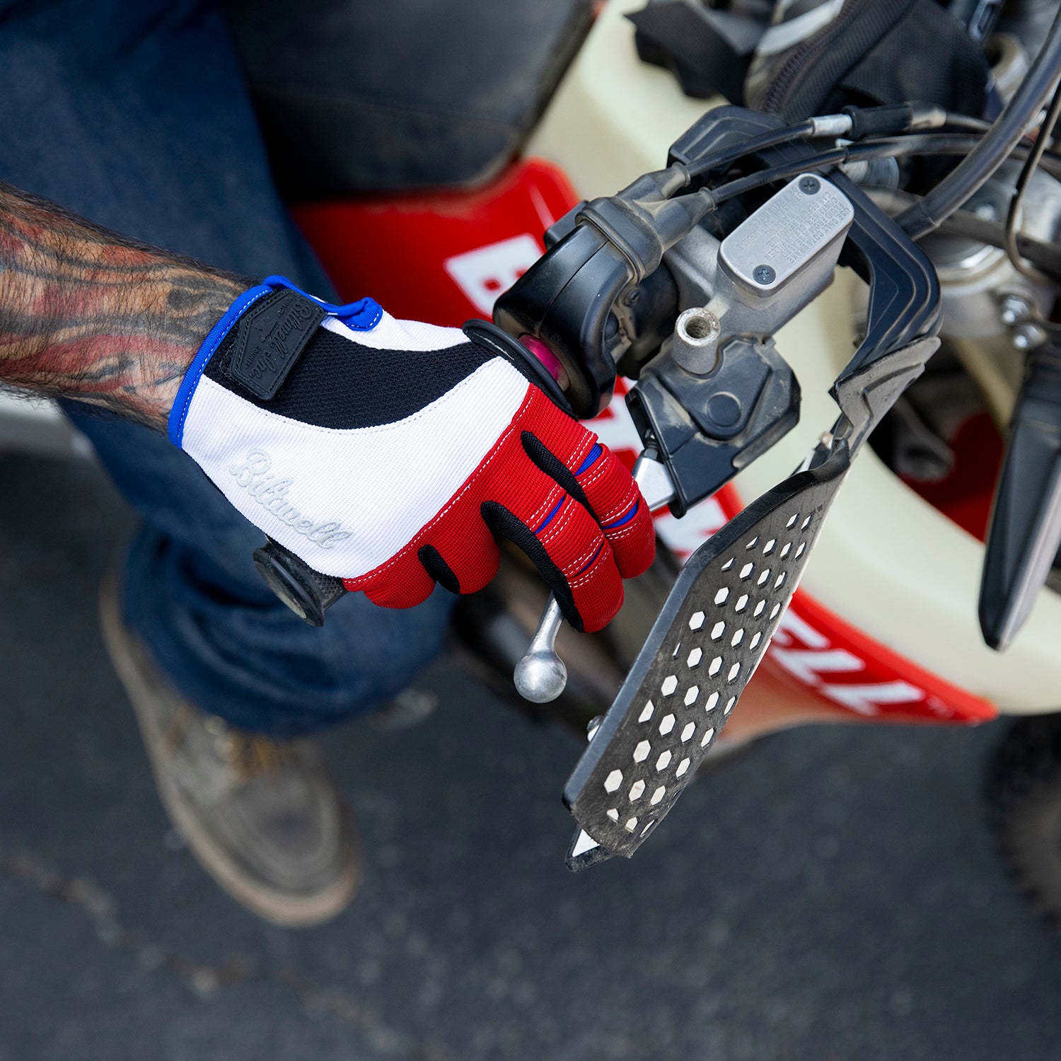 Moto Gloves - Red/White/Blue