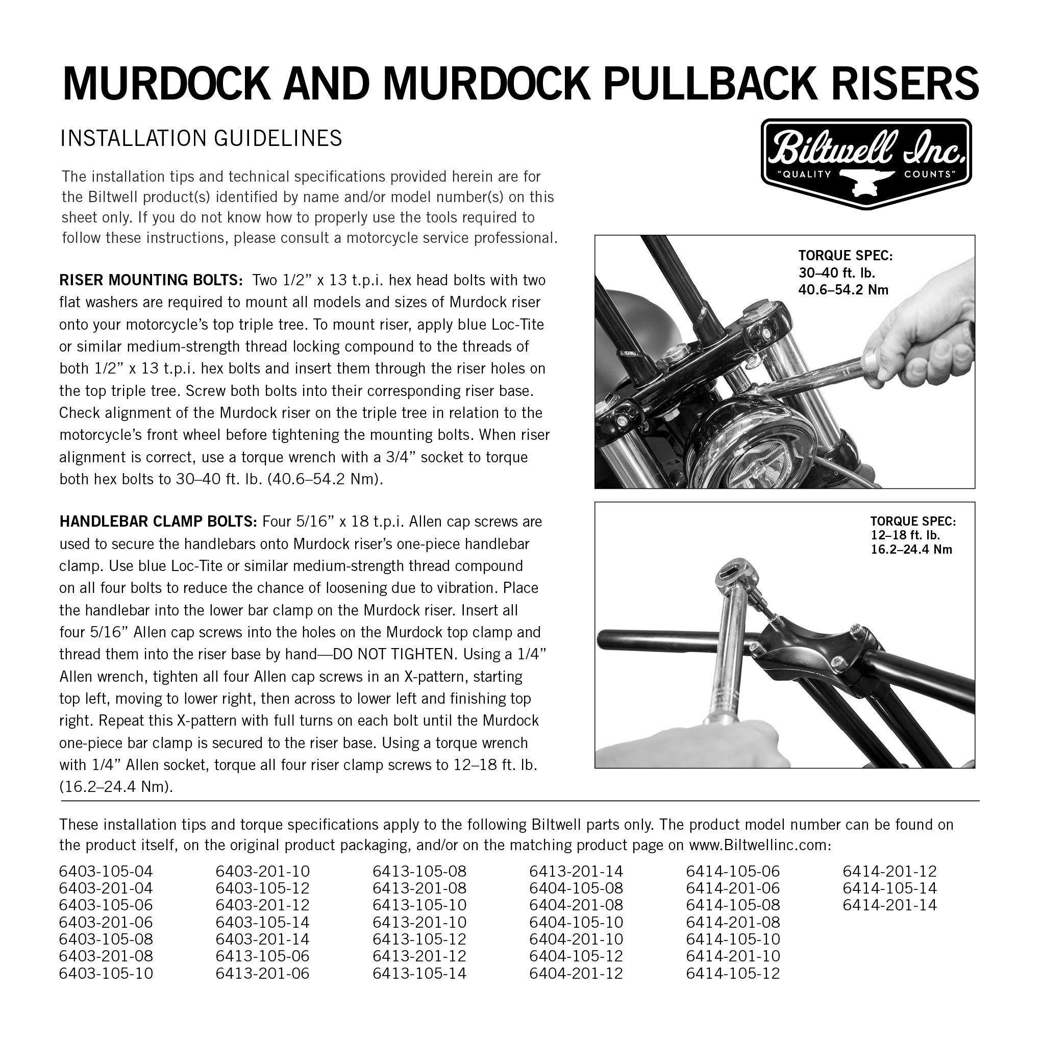 Murdock O/S Pullback Risers 6" 8" 10" 12" 14" - Black Electroplate