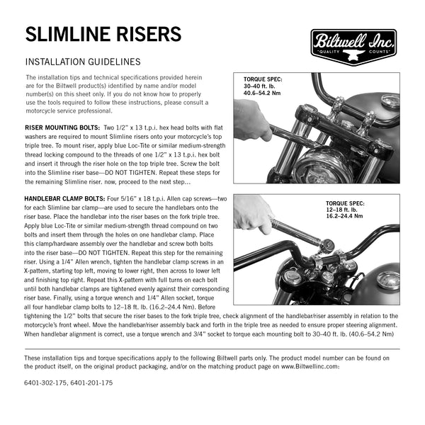 Biltwell Slimline Risers - Black