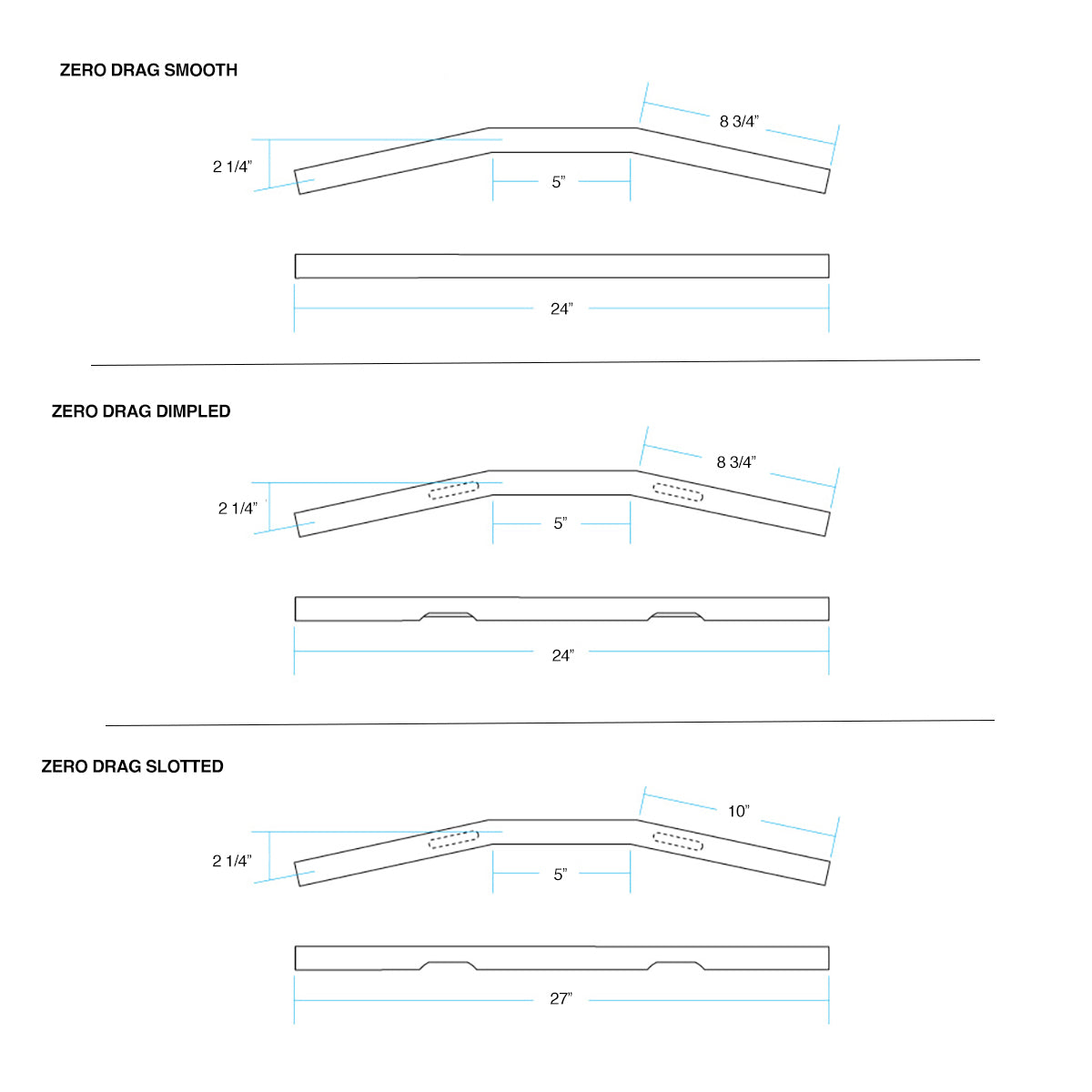 Biltwell Zero Drag Handlebars 1" Chrome Biltwell Inc.